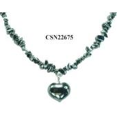 Hematite Stone Heart Pendant Beads Chain Choker Fashion Women Necklace